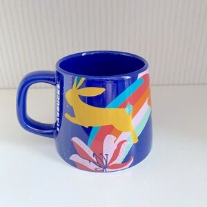 Starbucks Blue Mug with Rabbit and Rainbow Design